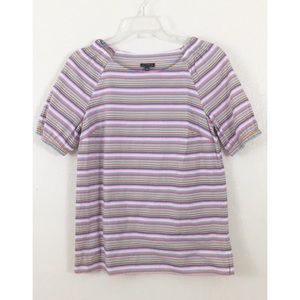 Talbots Striped Multicolored Short Sleeve Shirt